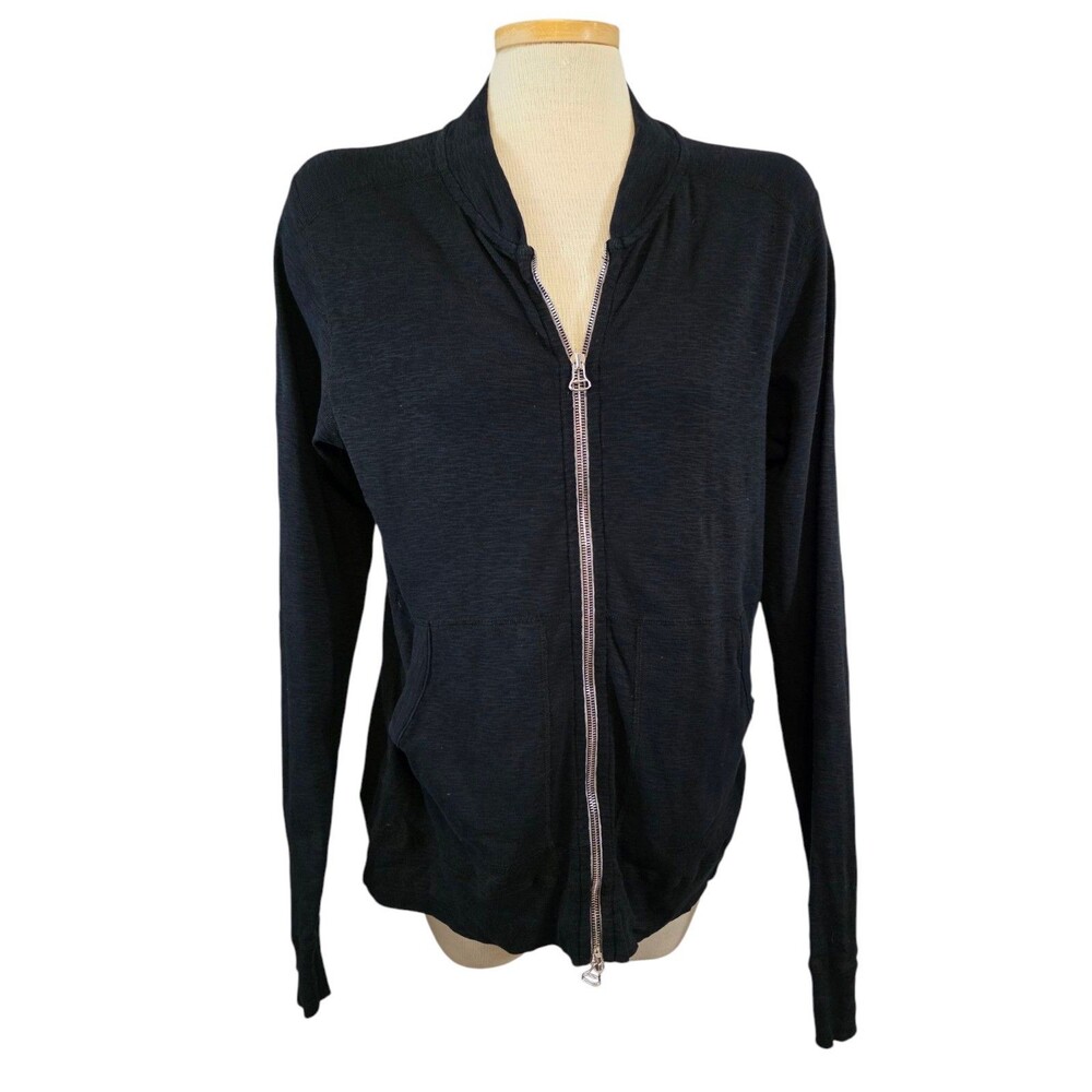 Wings + Horns Cardigan Mens Medium Black Full Zip Jacket Knit Minimalist